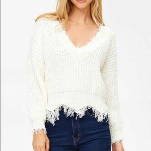 white fringe sweater